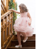 Pleated Tulle Floral Flower Girl Dress